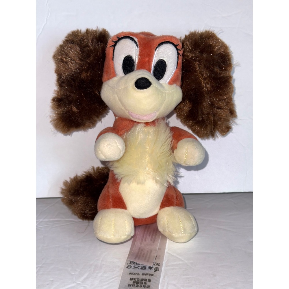 Disney Store Lady and the Tramp Peg Plush Dog Fluffy Brown Ears Stuffed Animal